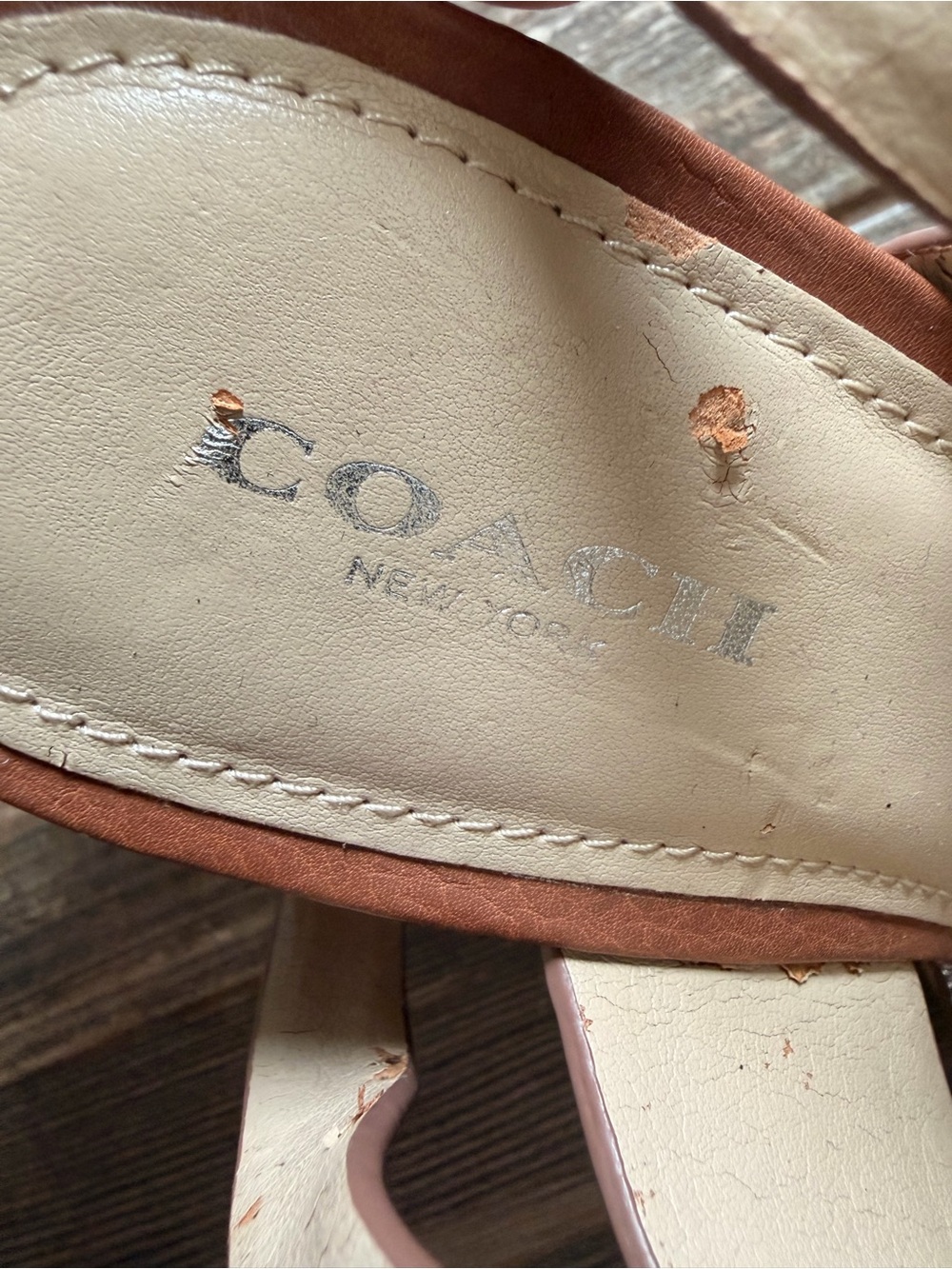 COACH Quartz Leather Platform Sandals Size 37 - Picture 2 of 5